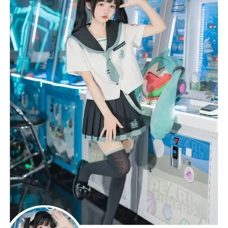 Nuova camicia da marinaio uniforme Miku JK con gonna corta a pieghe Set costume cosplay da donna per ragazza della scuola giapponese