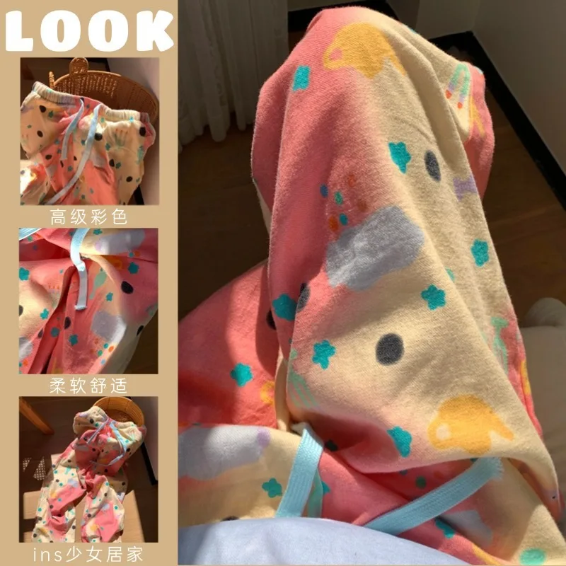 

Ins Style Sleeping Pants, Female Graffiti, Colorful Dots, Japanese Cartoon, Korean Ins Cute Home Pants, Walking Pants, Foreign