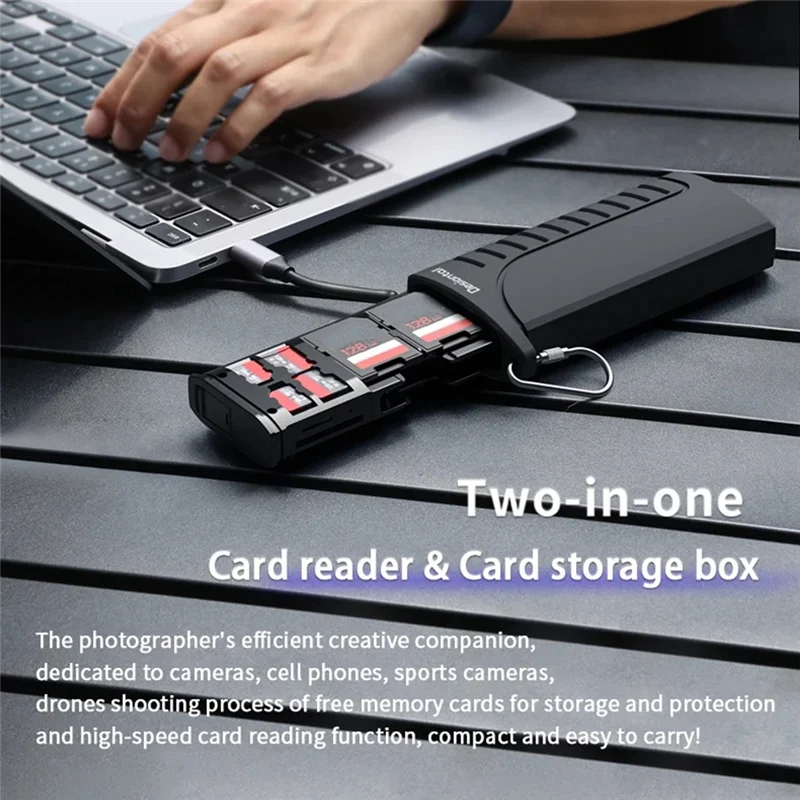 

New-Desiontal Dk10pro High-Speed SD Card Reader USB 3.1 Type-C SD/TF/SIM Card Carrying Case For Cameras, Smartphones,Drones