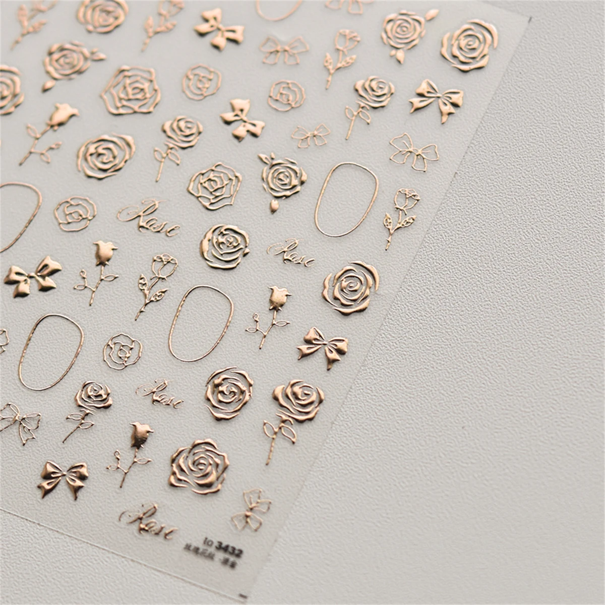 1pcs 5D Bronzing Japanese Rose Nail Art Stickers Hollow Flower Design Acrylic Nail Decoration Decals DIY Adhesive Accessories