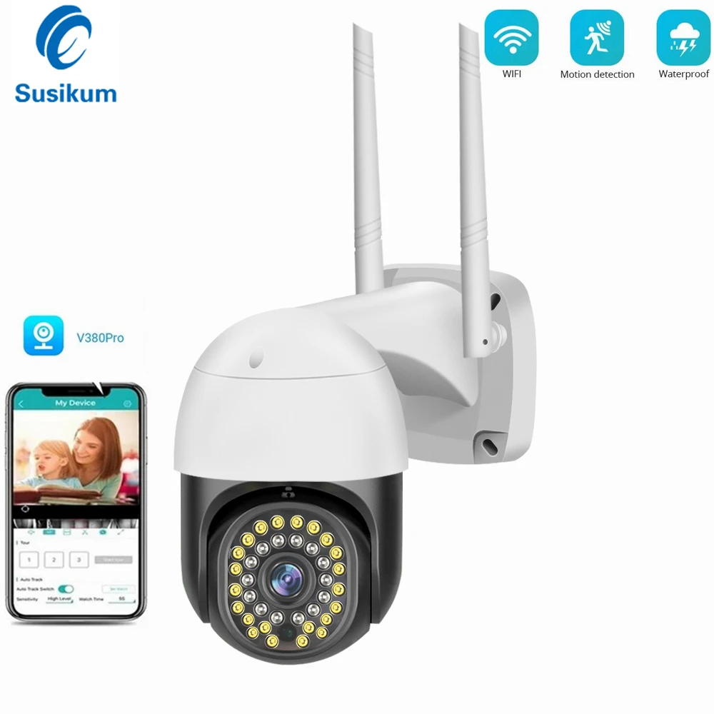 WiFi IP Camera Smart Home 3MP Outdoor Waterproof PTZ CCTV Camera Security Protection Auto Tracking Camera V380 Pro app