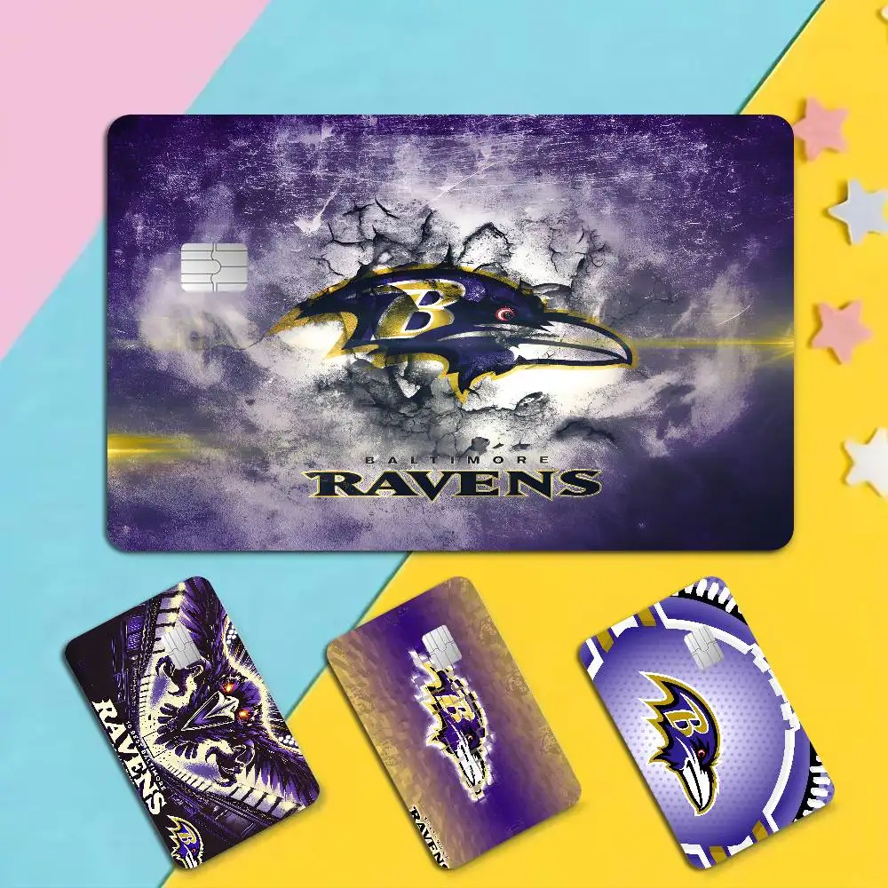 B-Baltimore Ravens Anime Cartoon Bear Skin Sticker Film Tape Case para tarjeta de crédito/débito grande, parte frontal
