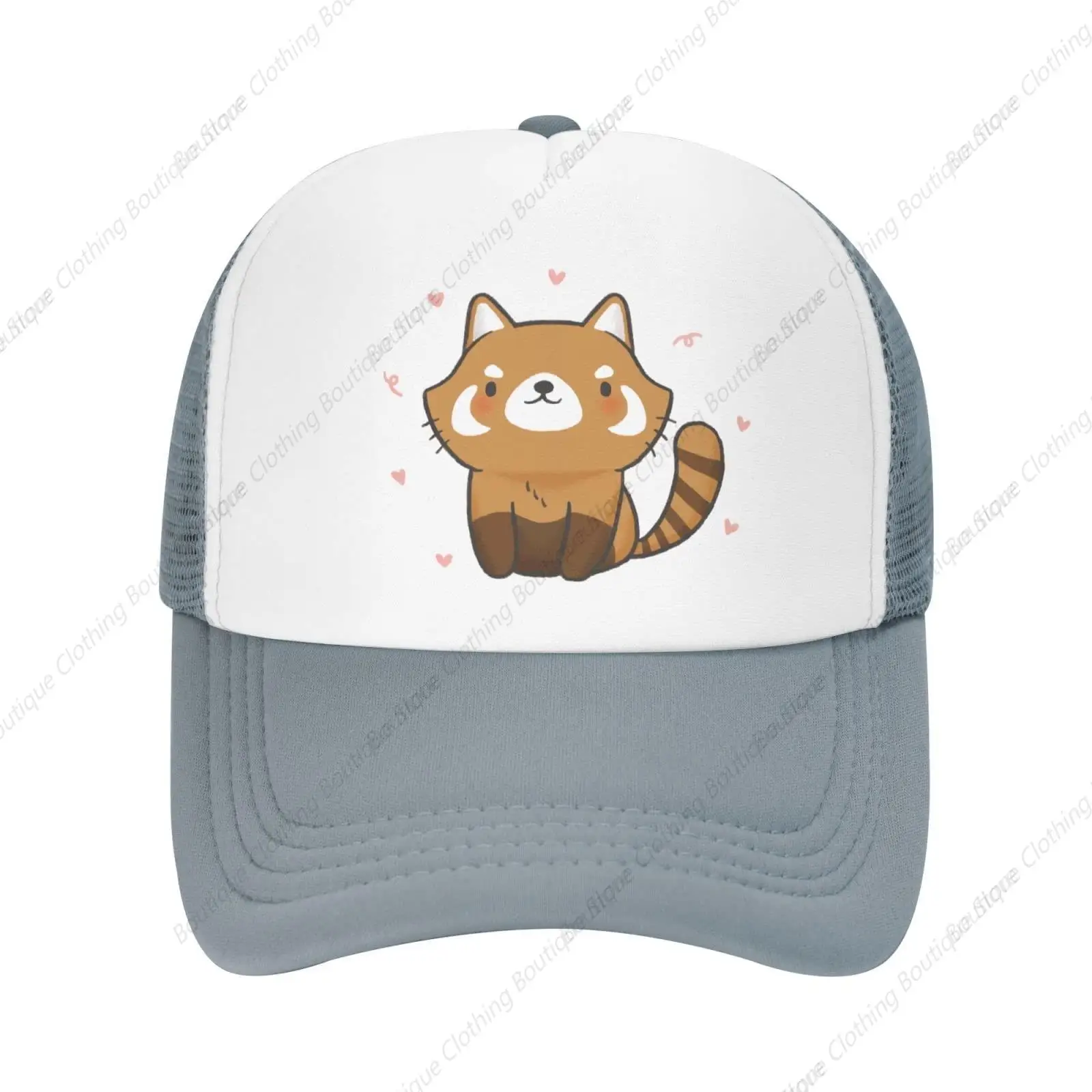 

Mesh Dad Hat Adjustable Washed Red Panda Cute Gray Baseball Dad Cap Funny Distressed Ball Trucker Cap for Women Men Unisex