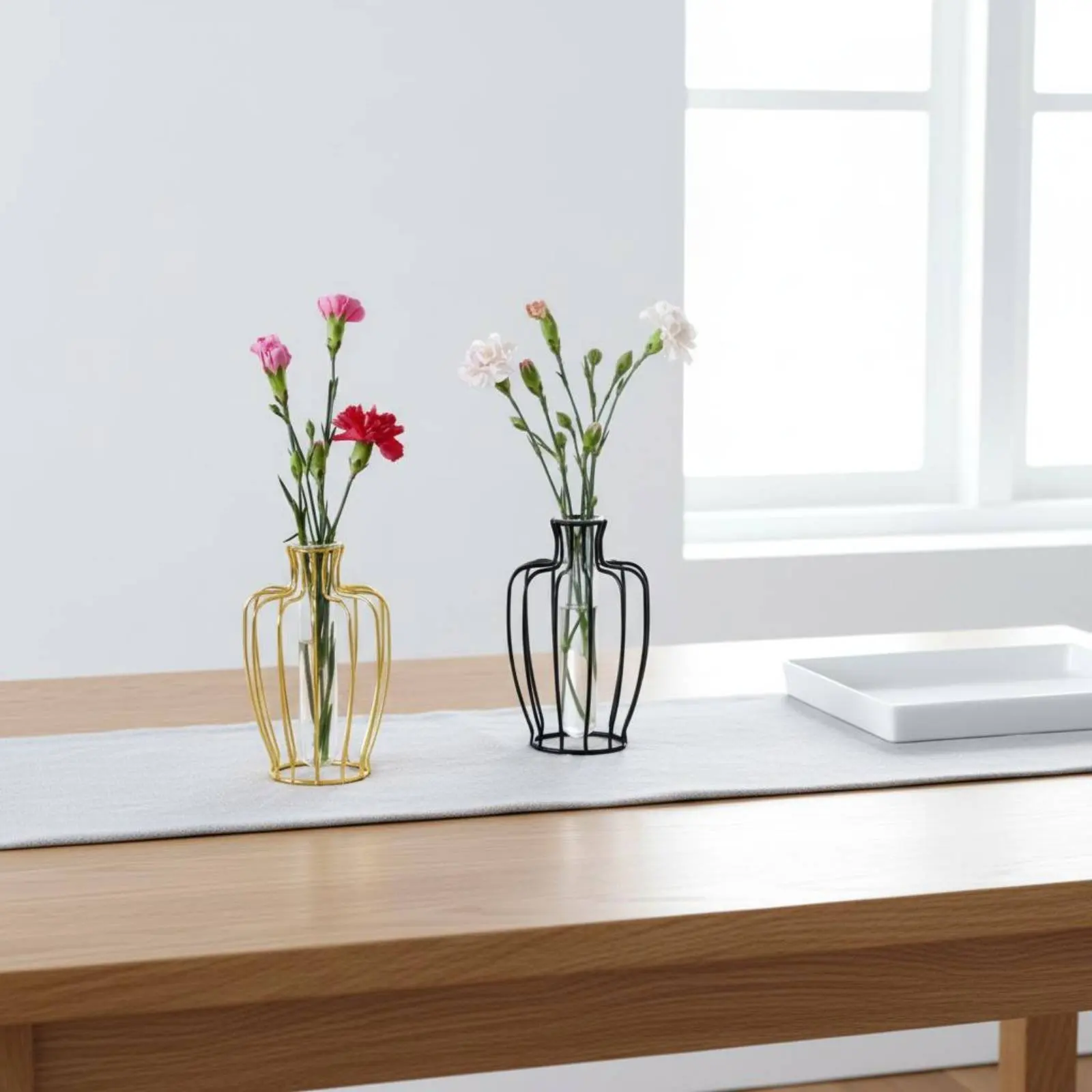 Металлическая ваза-каркас для стола, ваза из металлической проволоки, подставка для гидропонных растений, современный дизайн для гостиной, офисного стола