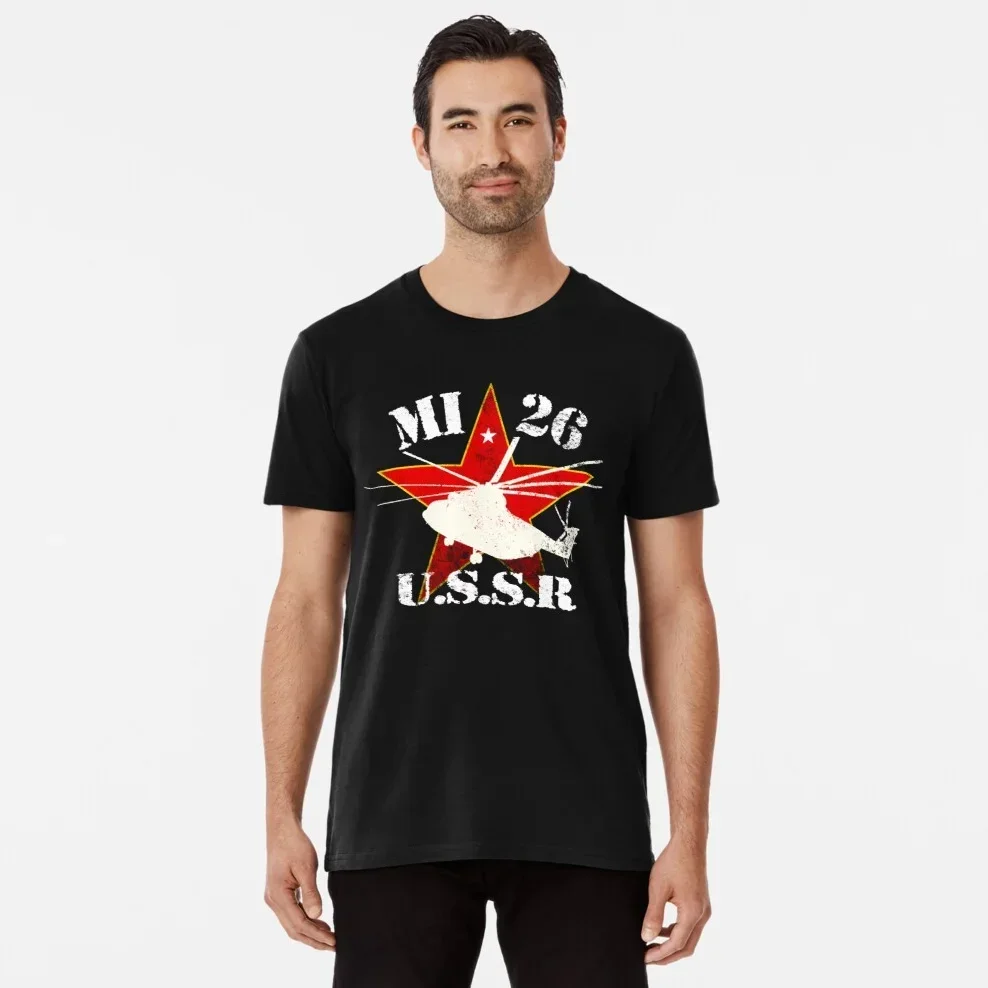 Soviet/Russian Mi-26 Heavy Transport Helicopter T Shirt. New 100% Cotton Short Sleeve O-Neck Casual Mens T-shirts Size S-3XL