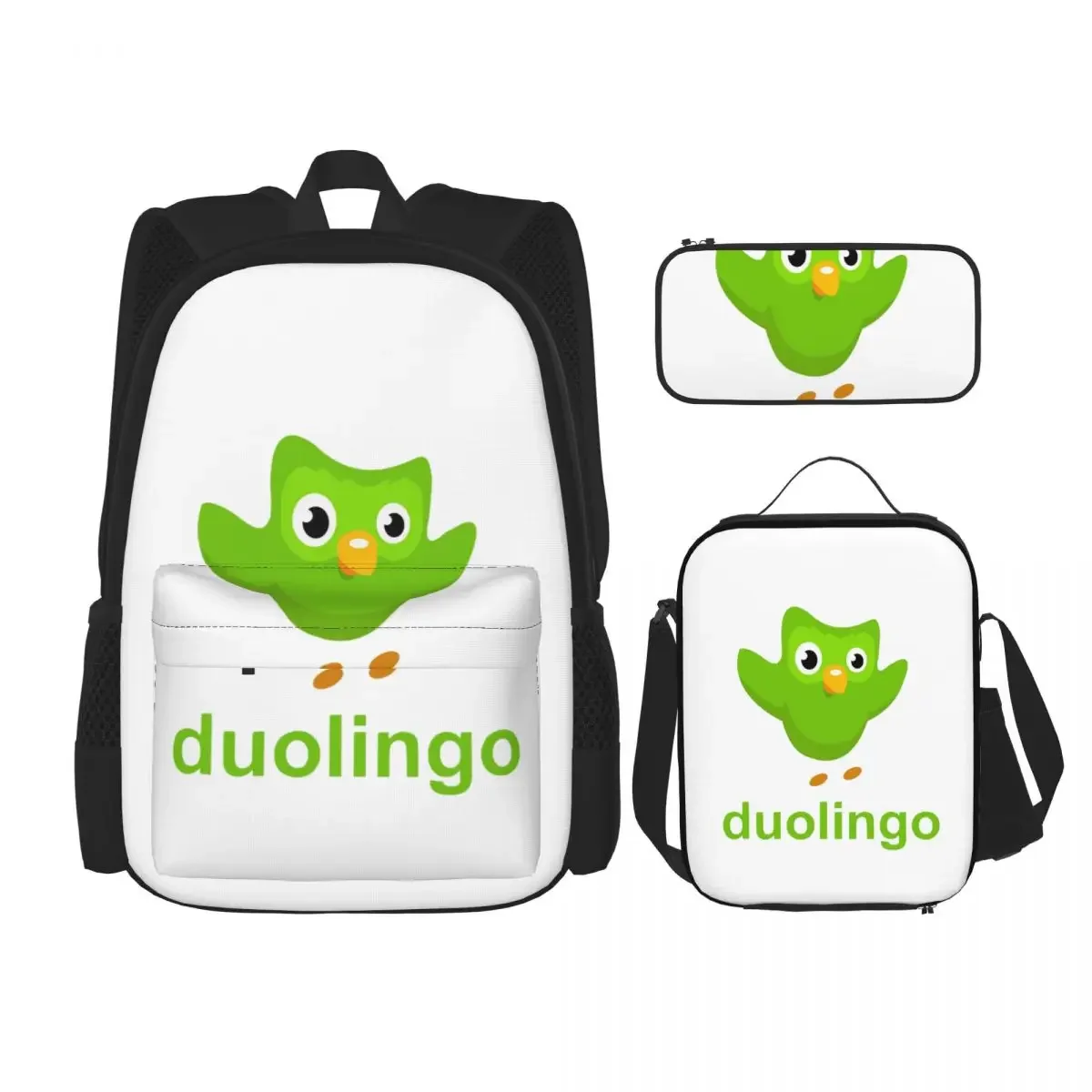 Duolingo Owl Duo Backpacks Boys Girls Bookbag Children School Bags