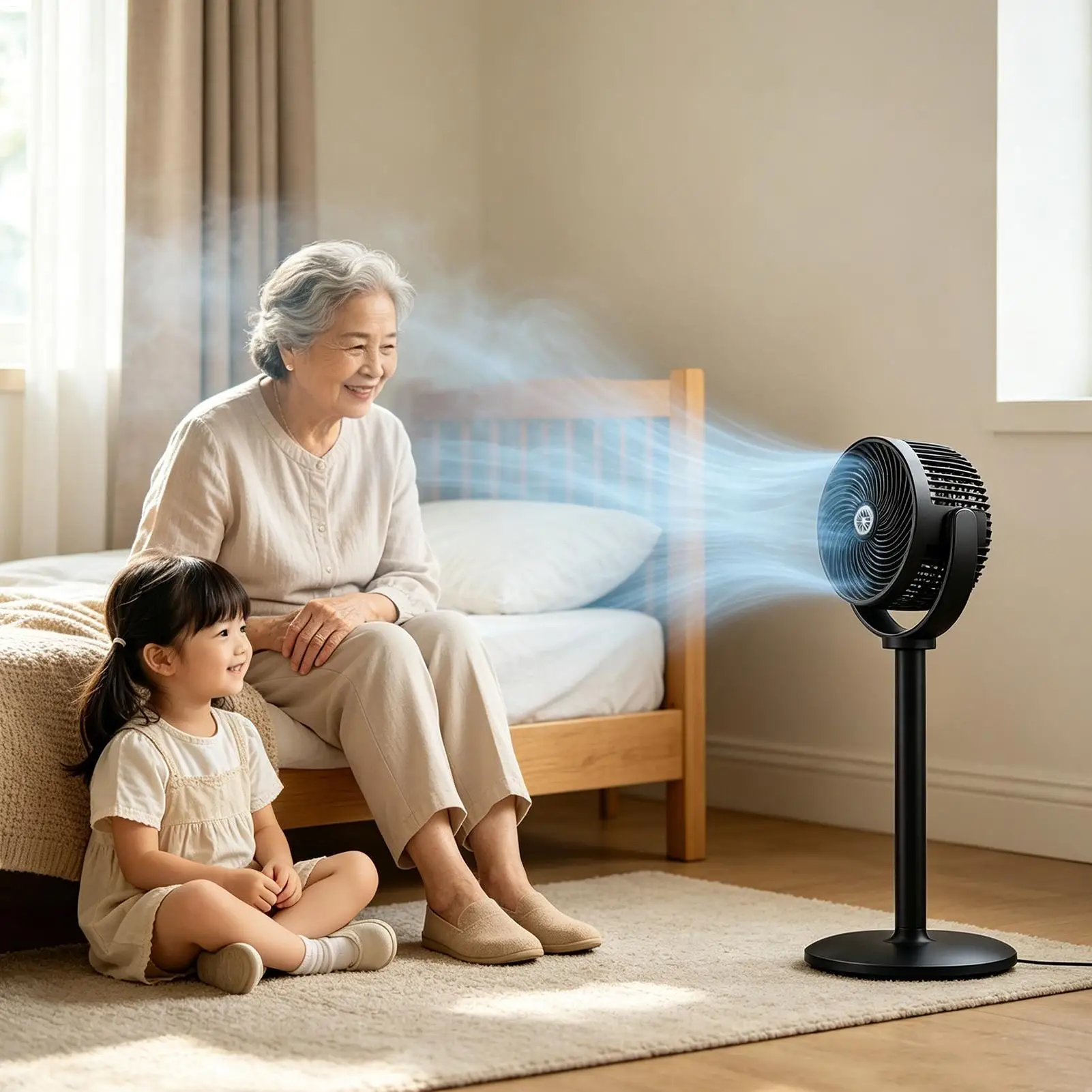 Telescopic Standing Fan 5 Wind Speeds Pedestal Fan Adjustable Height Air Circulator Fan for Home Office Dorms Bedroom Study