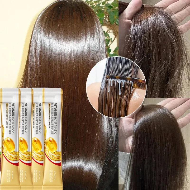10ml/袋 スチーム不要 ビタミンB5ヘアマスク、ヘアサロンで使用されるヘアコンディショナー、保湿と滑らかさを与えるヘアケア 1
