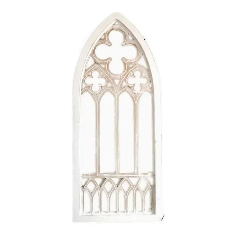 โมร็อกโก Retro ไม้ตกแต่งสไตล์อเมริกัน Faux กรอบหน้าต่างความรู้สึกขั้นสูงไม้ Shelving Wall Art ตกแต่ง