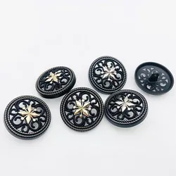 10pcs Fashion Metal Hollow Suit Buttons Round Black Coat Jacket Buttons Sewing Accessories Handmade DIY Shirt Buttons