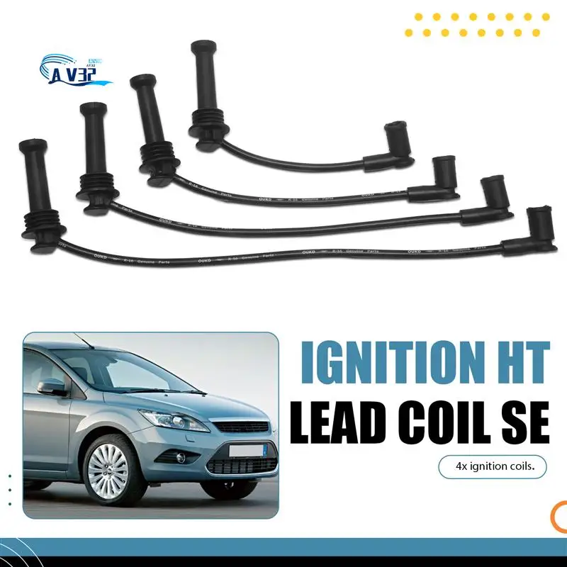 

AV32-4 Pcs Ignition Plug Wire HT Lead Coil Set For Ford For Focus 1.6 TI 1.6 1.4 1.6 16V 1.4 PROSPARK For Spark Plug OES530