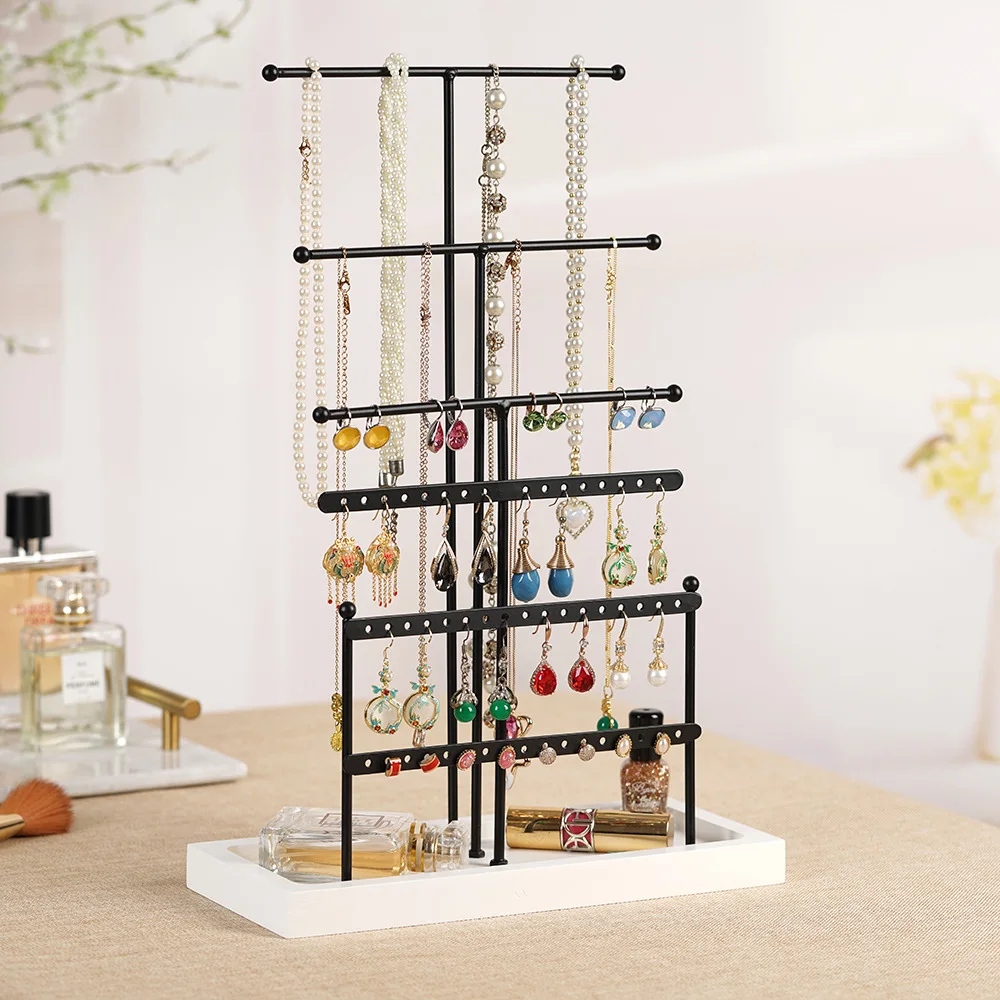 

Jewelry Organizer Tabletop Jewelry Holder Earring Necklace Bracelet Jewelry Tree Display Stand with Tray