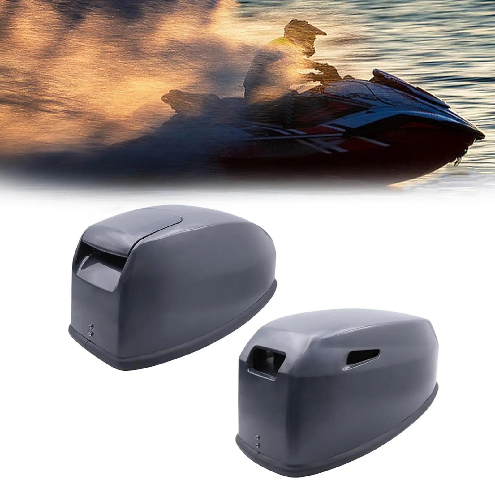 واقي غطاء المحرك الخارجي سهل الاستخدام، بديل للحماية، غطاء محرك القارب خفيف الوزن باللون الأسود لضربتين 15