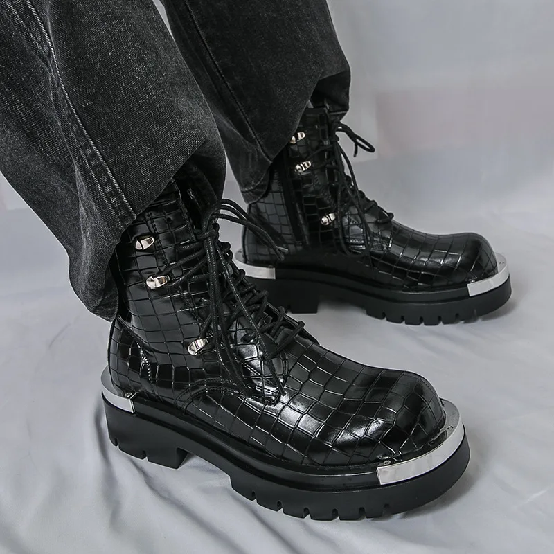 

Men's large-sized thick-soled versatile work boots, high-end men's boots, trendy and fashionable leather boots