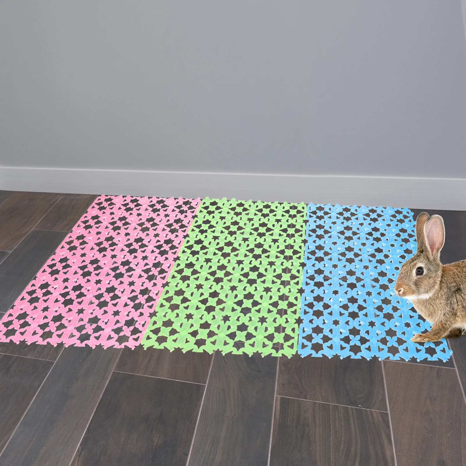 

6pcs Pet Foot Pads Rabbit Cage Mat Hole Design Non-Slip Wear-Resistant For Small Animals Bunny Guinea Pig Chinchilla Cat Puppy