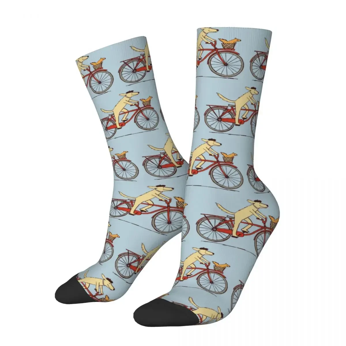 Dog And Squirrel Are Friends Whimsical Animal Art Dog Riding A Bicycle Socks Harajuku Super Soft Stockings All Season Long Socks