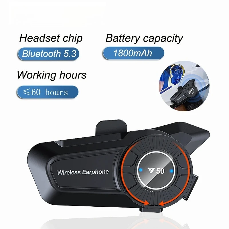 

Bluetooth-гарнитура для мотоциклетного шлема V5.3, голосовое управление, беспроводной громкой связи, 1800 мАч, водонепроницаемые динамики-коммуникаторы, наушники