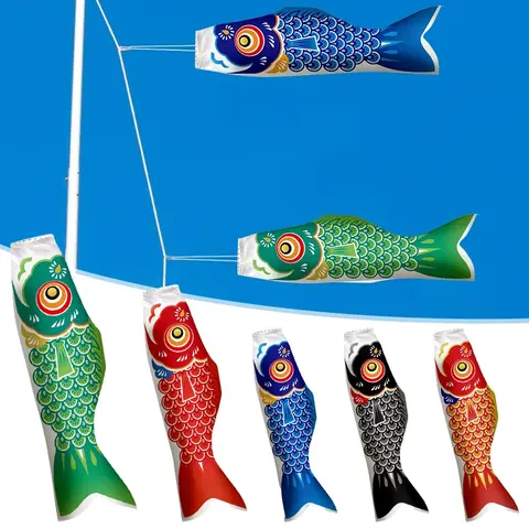 Outdoor Japanese Carp Flag Windsock Fish Flag Kite Home Garden Decoration Wind Socks Colorful Cartoon Hanging Fish Flag