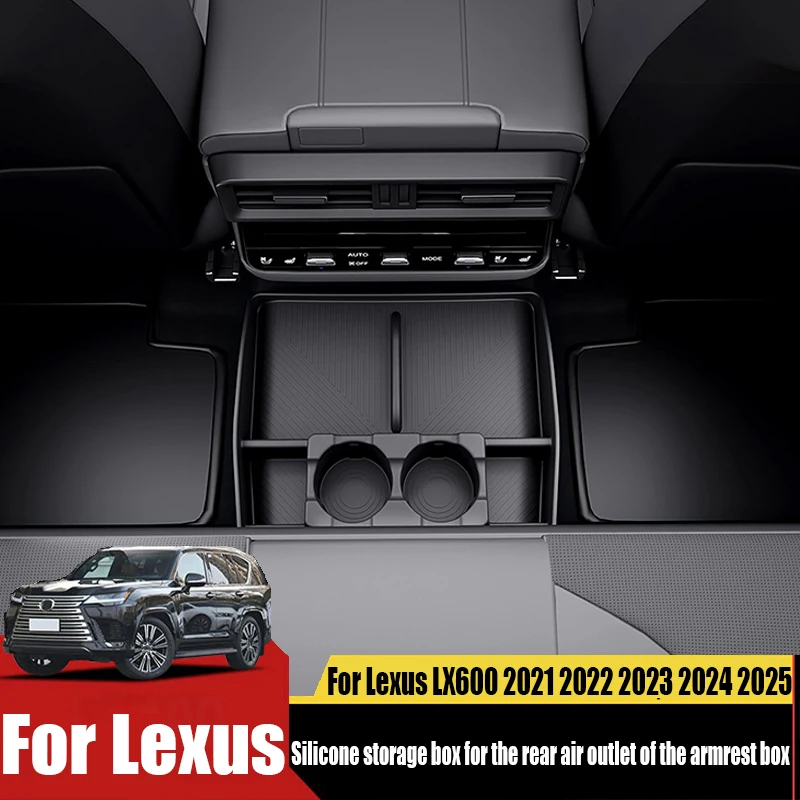 For Lexus LX600 2021 2022 2023 2024 2025 silicone armrest box rear air outlet storage box car interior storage accessories