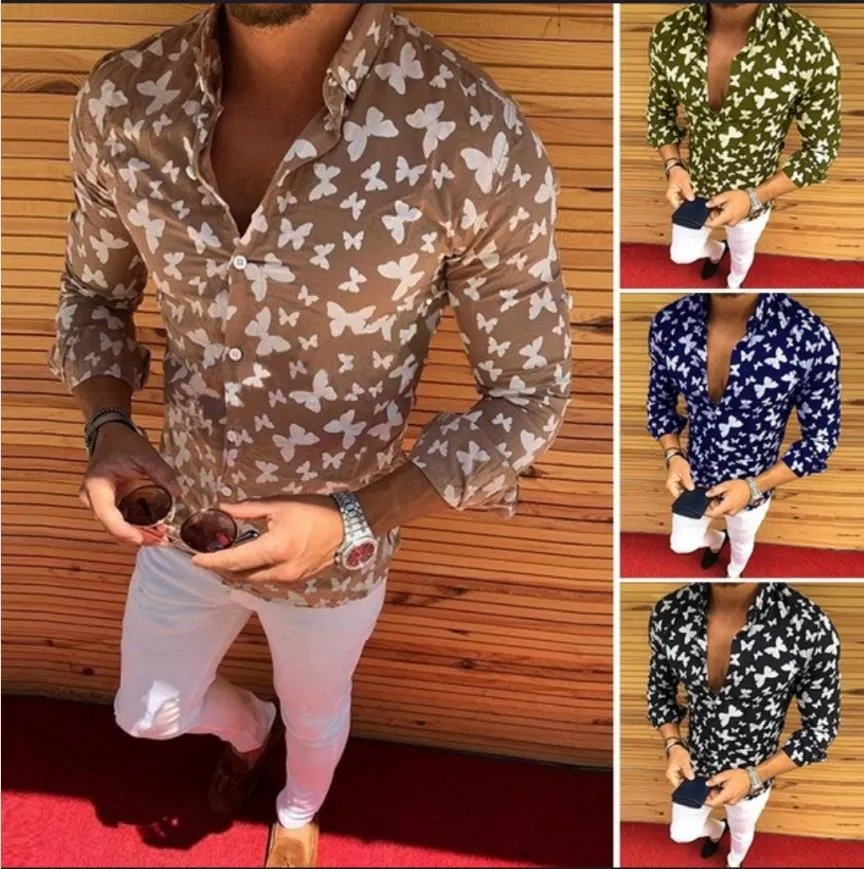

Faion Men's Creative Print Long Sve irt Loose Fit All Season Regular Thin Floral Patterned Casual irt