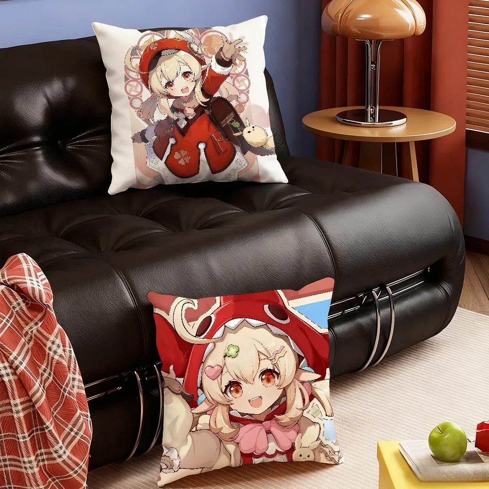 Klee Game Genshin Impact cushion cover Soft Smooth Hidden Zipper Washable Decorative Couch Office Housewarming Gift