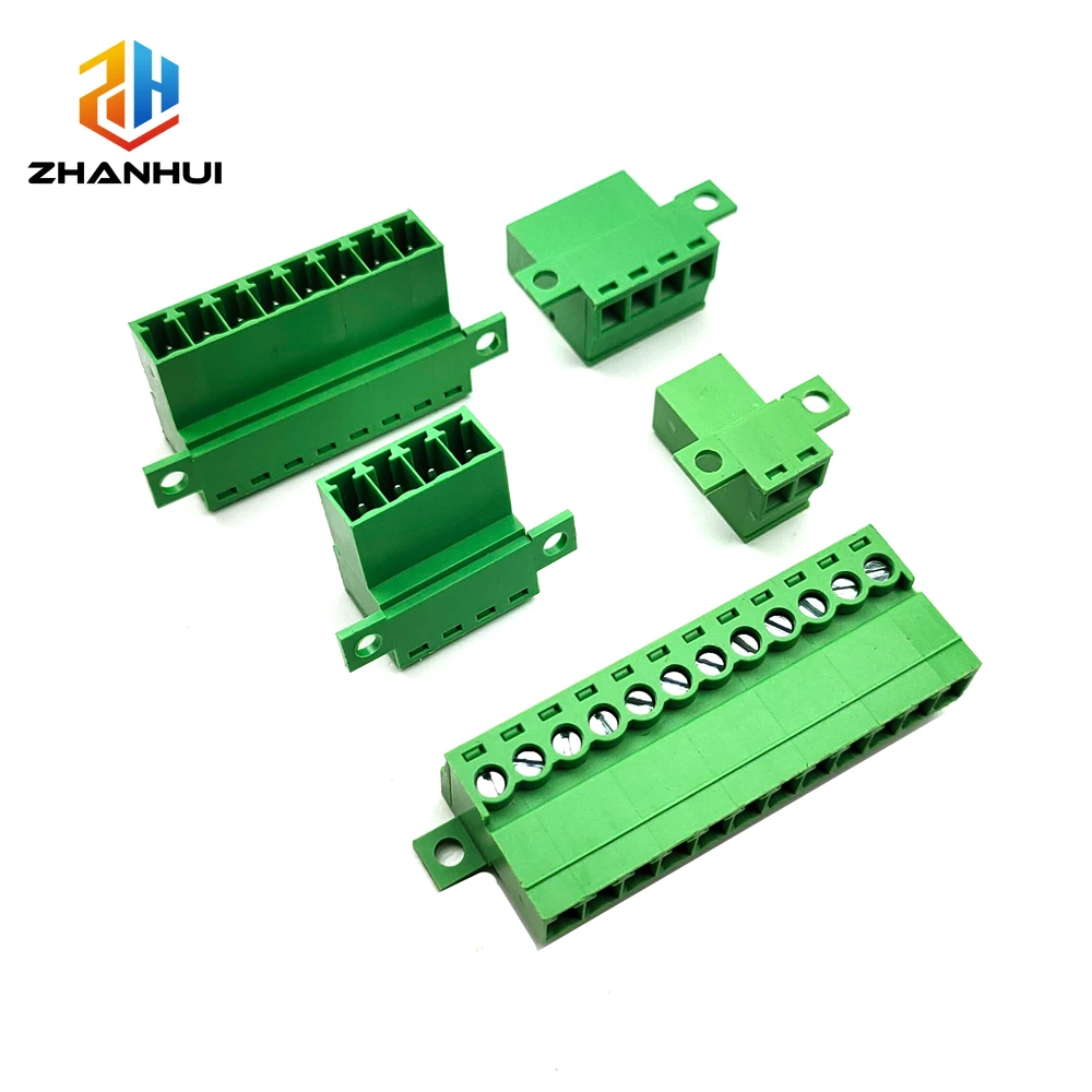 5Sets 15EDGRKC 3.81mm Screw Terminal Block - Green PCB Plug-in Solderless Docking Connector for Industrial Automation