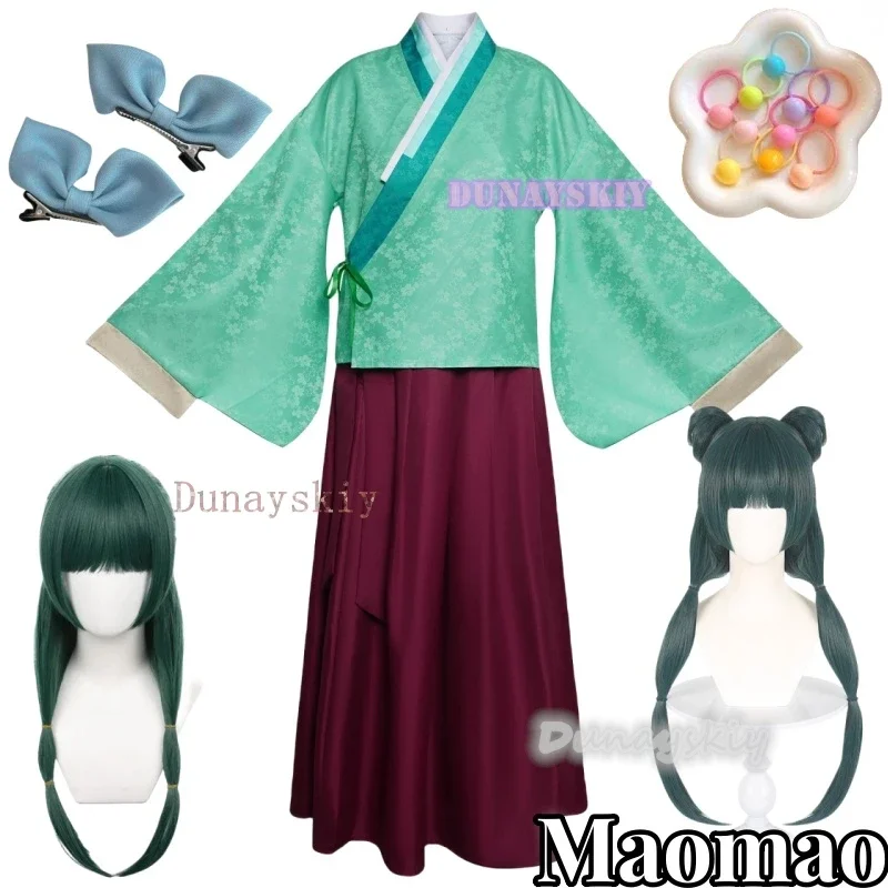 Maomao Cosplay Costume Wig Anime Apothecary Diaries Dress Skirt Green Top Hairpin Kusuriya No Hitorigoto Suit Cosplay Costume