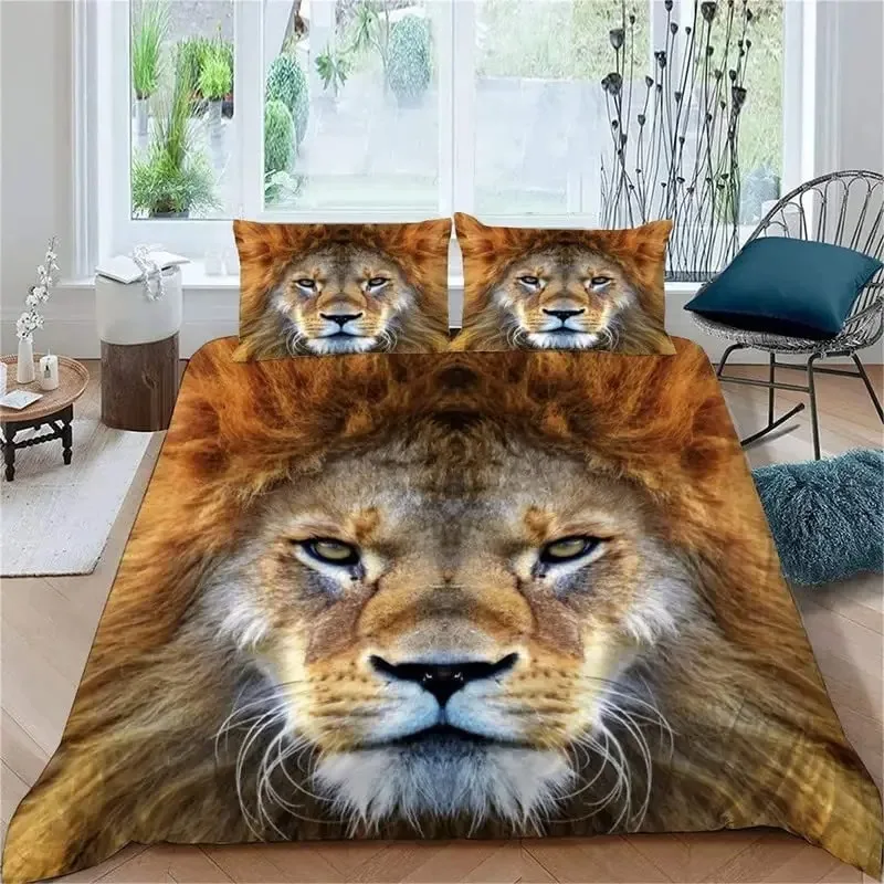 

Kawaii Lion Duvet Cover Set,Watercolor Cherry Blossom Baby Lion Bedding Set,Cartoon Wild Animal Botanical Flower Comforter Cover