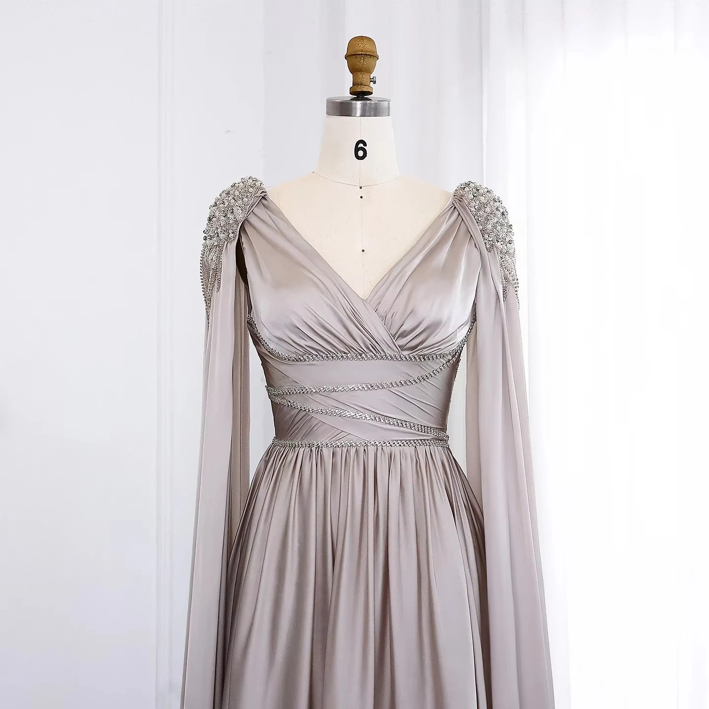 Luxury Crystal Rose Gold Evening Dress With Cape Elegant V-Neck Turquoise Women Wedding Party Gown Lsz589 Customized