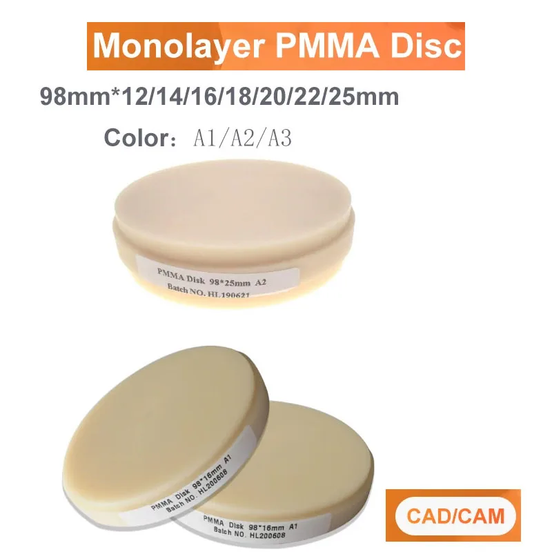 98mm Multilayer PMMA Disc Dental Lab CAD CAM Milling PMMA Blank Resin Block 3 Pieces