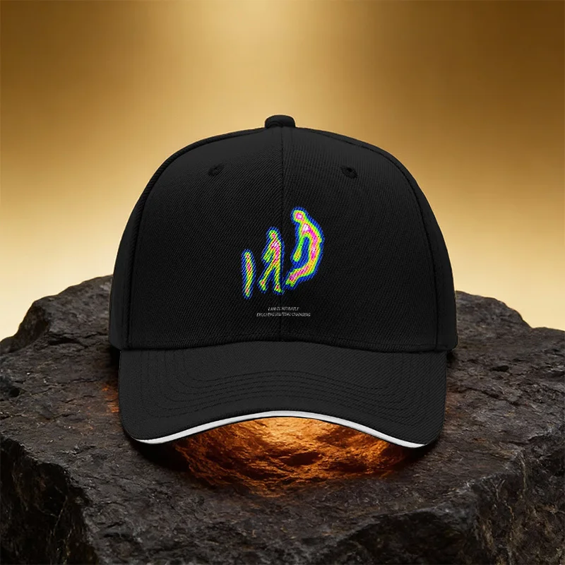 Casquette de baseball unisexe imprimée avec motif de personnage en évolution constante, casquette à visière sandwich, casquette de sport adaptée