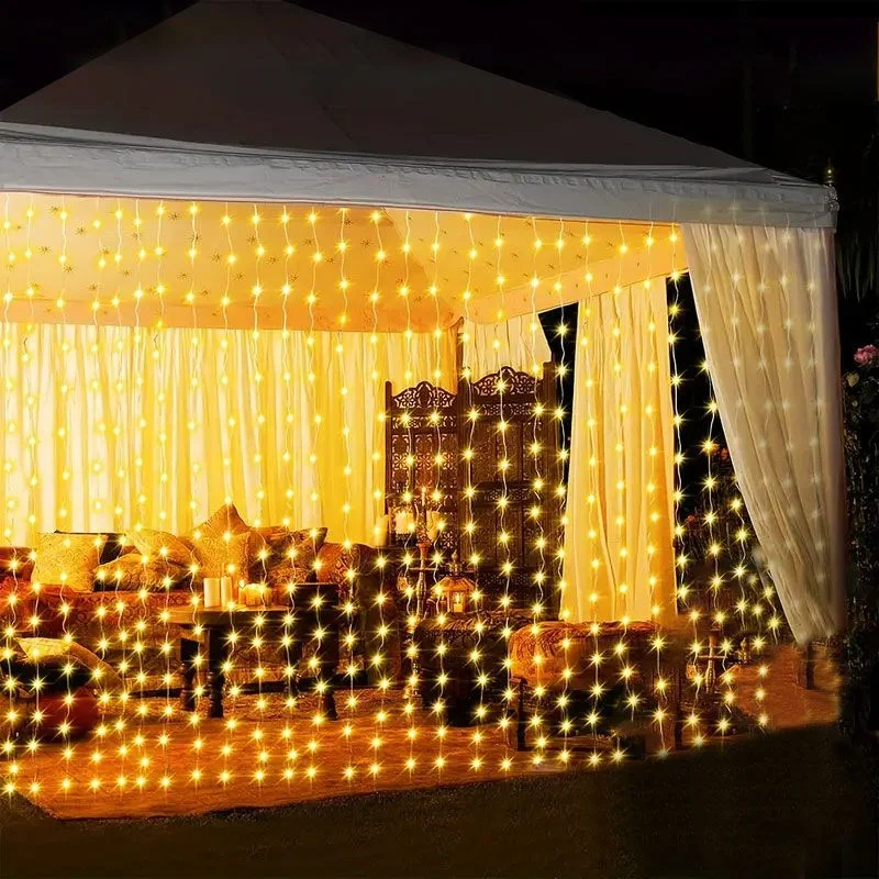 Solar LED Vorhang Lichter 8 Beleuchtungs modi im Freien Weihnachts beleuchtung Lichterketten für Hochzeits feier Pavillon Garten dekoration