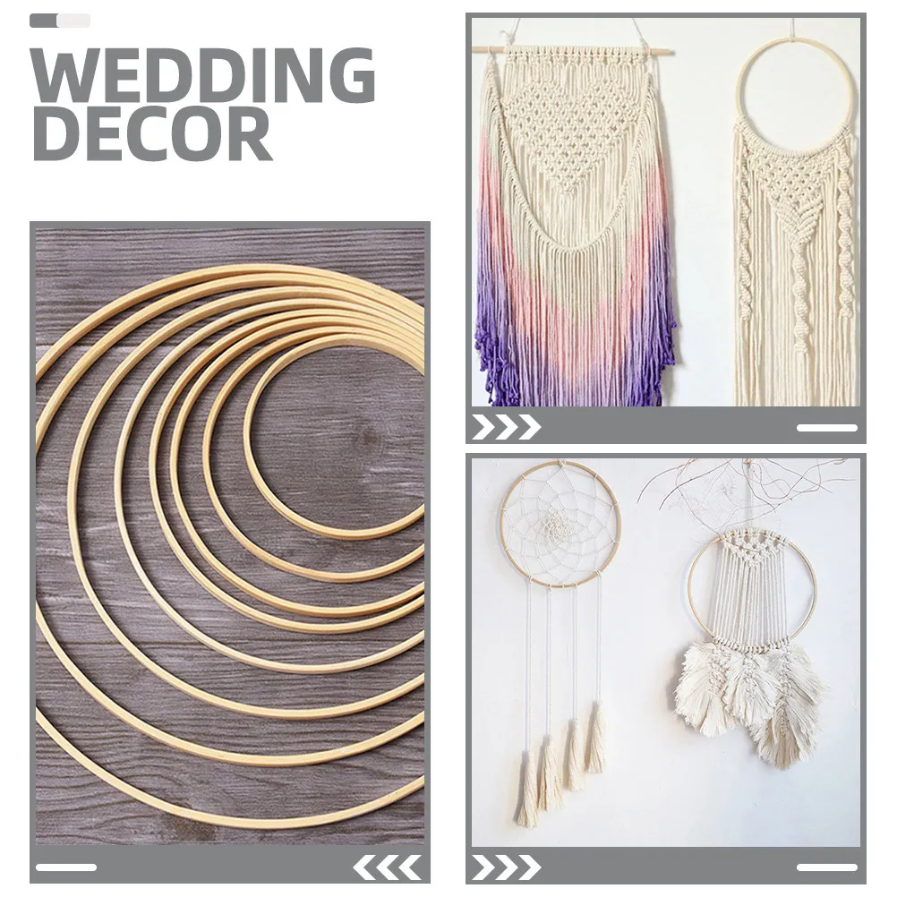 

12Pcs Bamboo Hoops for Crafts DIY Dreamcatcher Rings Floral Wreath Macrame Frame Wedding Decoration Bamboo Rings