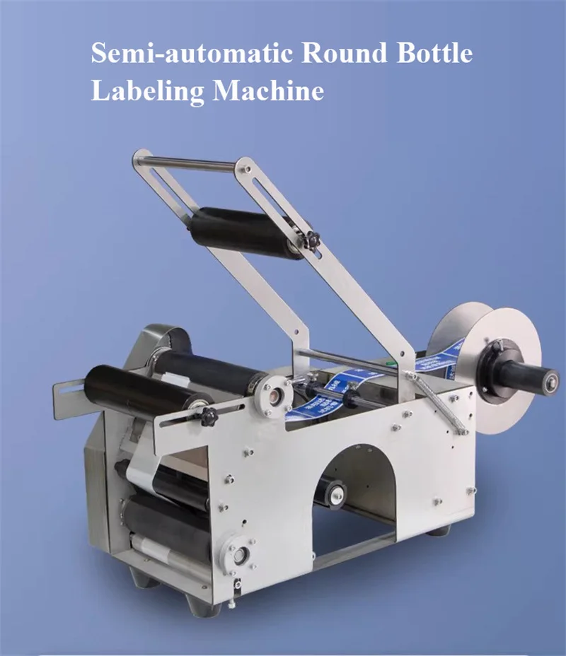 Professional Round Bottle Labeling Machine Electric 220V Semi-automatic Round Bottles Label Sticking Machine Commercial