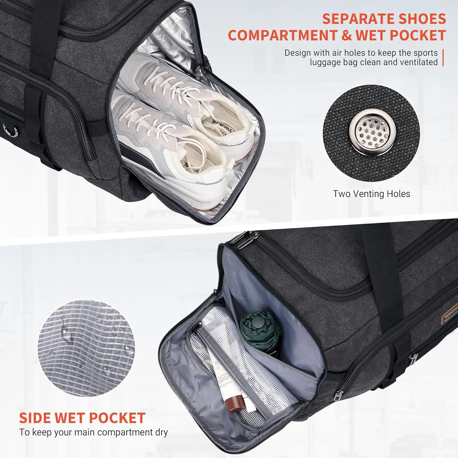 حقيبة متينة للسفر مقاومة للماء باللون الأزرق الفاتح - مثالية للمغامرات الخارجية والاستخدام اليومي