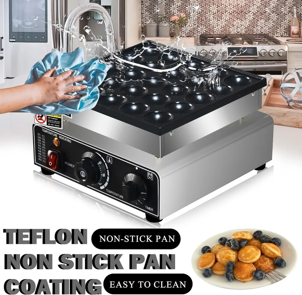 25PCS Commercial Mini Pancake Maker 950W Non-Stick Dutch Poffertjes Grill Stainless Steel for Breakfast Snacks - view 4