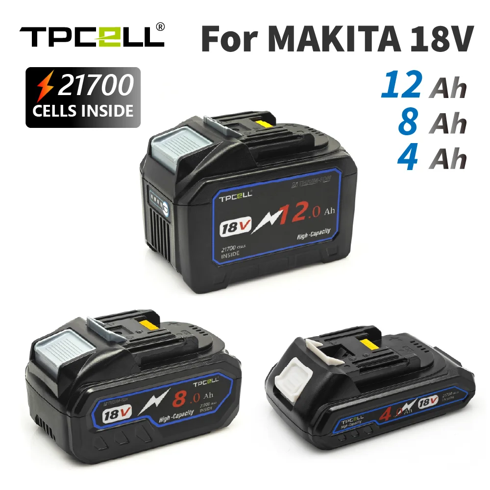 TPCELL Upgraded 4Ah/8AH/10AH For Makita 18V 21700 Battery Power Tools Li-ion Replacement LXT BL1850 BL1840 with bms