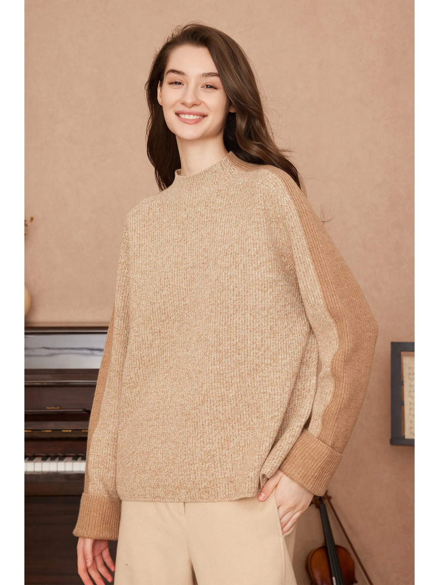 

RIZOUZH Design Sensation: Элегантный женский свитер из чистой шерсти, свободный крой, прямой силуэт, повседневный стиль, высокое качество