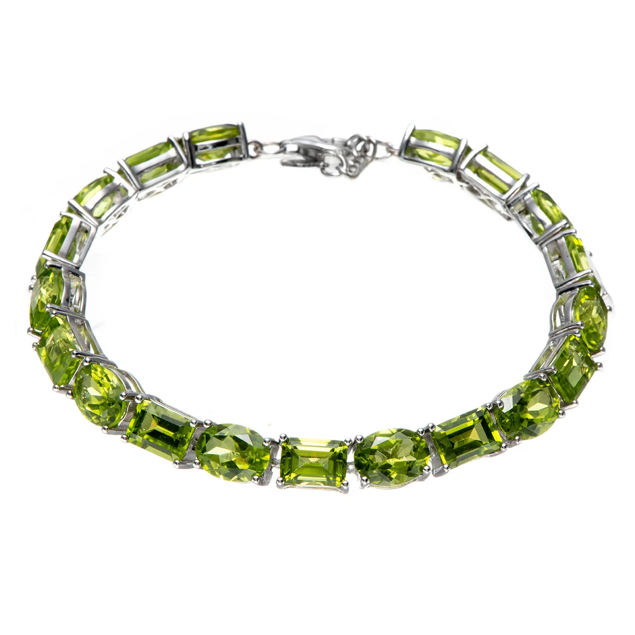 

GESIDE Peridot Rhodium Over Sterling Silver Bracelet 23.47ctw
