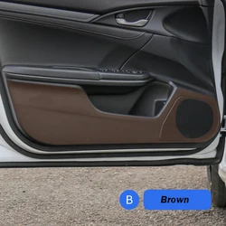 4pcs Car Door Anti Kick Pad Carbon Fiber Leather Texture Anti Dirt Protective Sticker For Honda Civic 10Th Generation 2016~2019