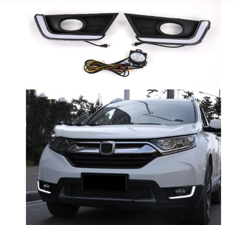 

LED Daytime Running Fog Light For Honda CR-V CRV 2017.5- 19 Turn Signal Bulb Flashing Front DRL Bumper Air Vent Driving Day Lamp