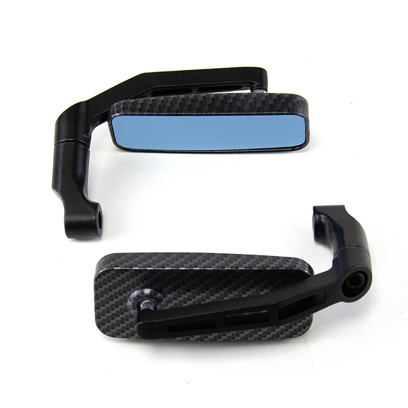 1 Pair Motorcycle Bar End Side Rearview Mirrors For Scooter ATV Motorbike Bike Handlebar Anti-Glare Blue Glass Rear View Mirror