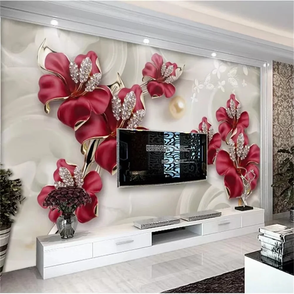 

Custom wallpaper 3d photo mural European high-end jewelry flower interior wall Fragrant decorative painting wallpaper home decor