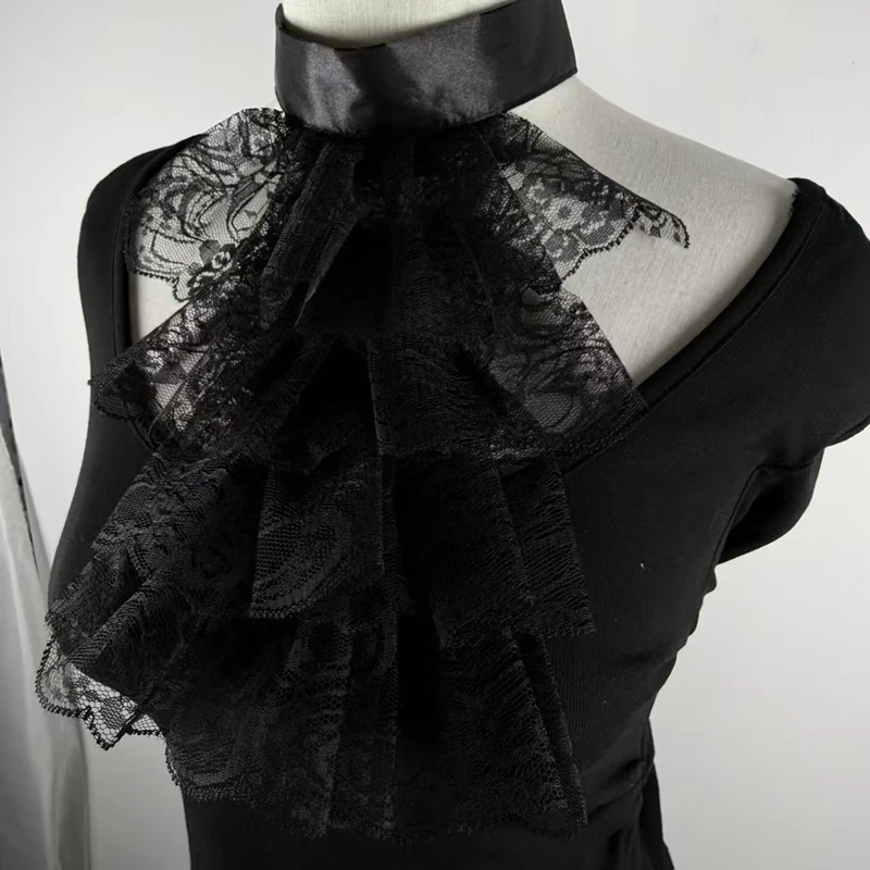 Multi-layer Ruffle Lace Decorative Collar Neck Ruff Palace Shirt Dress Detachable False Collar Party Costume Collar