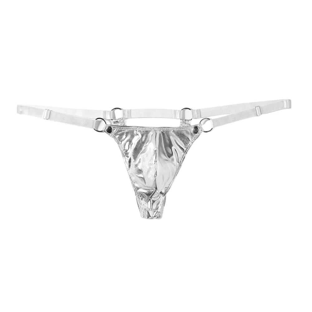 الرجال براءات الاختراع والجلود مثلي الجنس g-سلسلة ثونغ الرجال سراويل مثير Tоy رجل الخامس الظهر منخفضة الارتفاع الانتفاخ الحقيبة الملابس الداخلية الرجال الملابس الداخلية