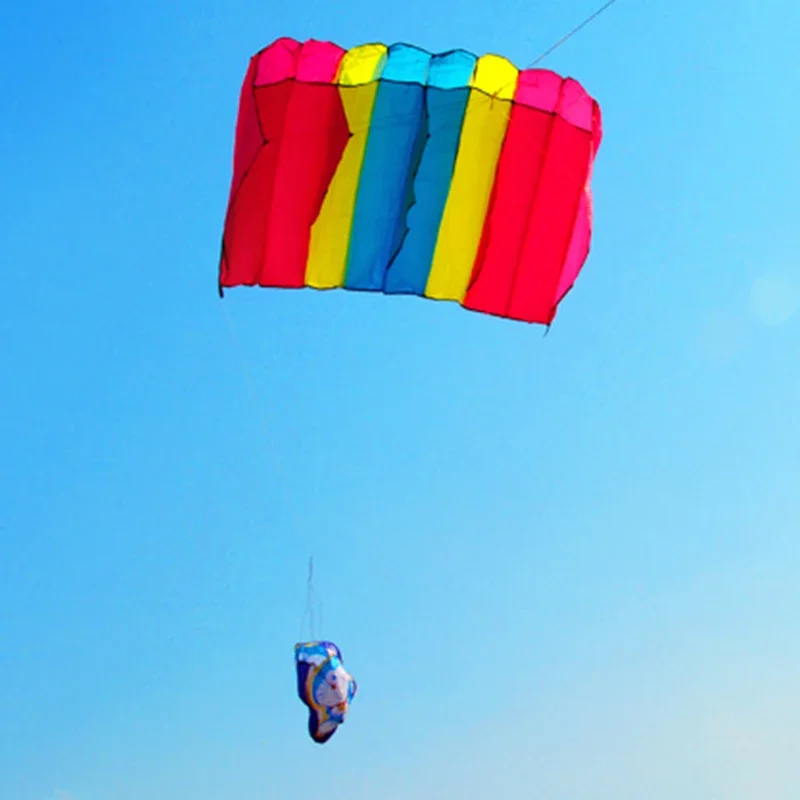 Cerf-volant parachute professionnel sans nœuds arc-en-ciel pour enfants, facile à voler, logiciel 3D