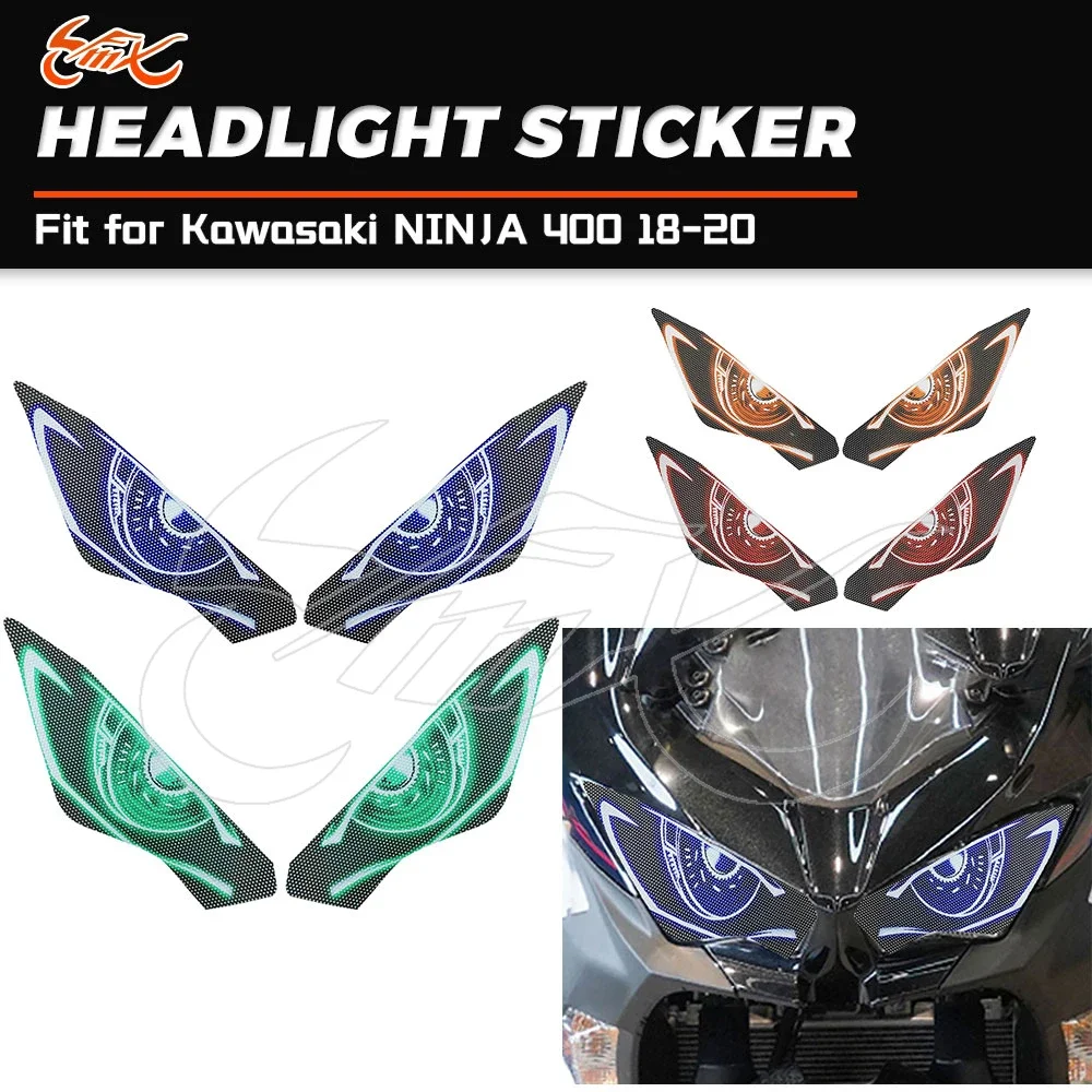 

Передний обтекатель мотоцикла, защитные наклейки для фар, подходят для Kawasaki NINJA 400 NINJA 400 2018 2019 2020, наклейки для защиты фар
