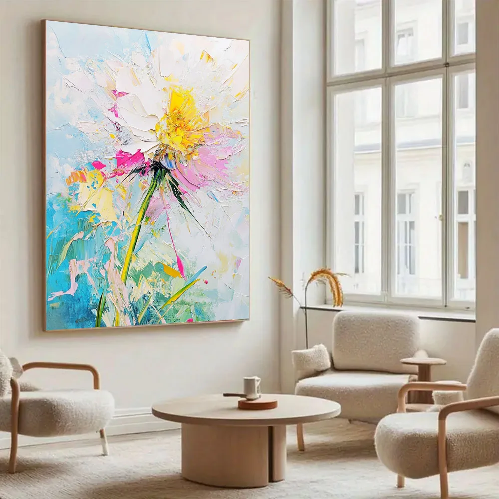 Hand-Painted Large Decoration Golden Plant Leaves Indoor Wall Poster Modern Abstract Canvas Painting For Living Room Home Decor