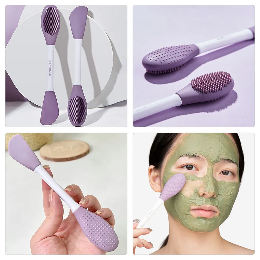 Dual ended Silicone Face Mask Brush Professional Cleansing Tool for Beauty Salon Facial Scrubber Reusable Mask Applicator Gentle