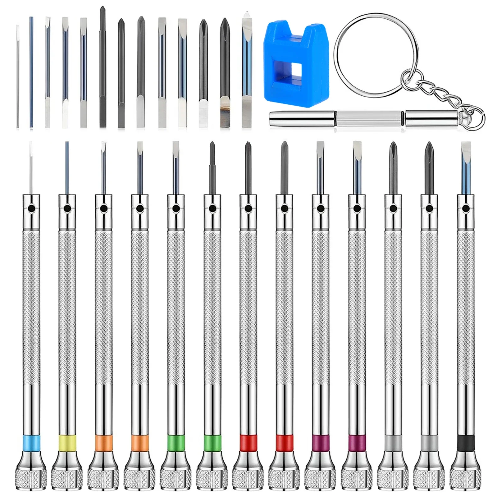 13PCS/Set Micro Precision Screwdriver Set Jewelers Screwdriver Watch Kit 0.6-2mm with Replaceable Bits for Eyeglasses Sunglass